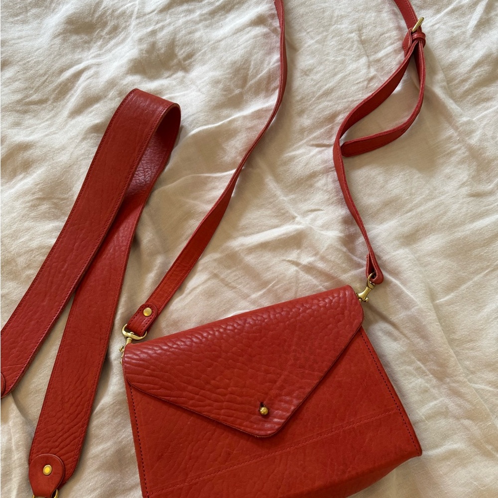 Elegant Red Leather Crossbody Bag